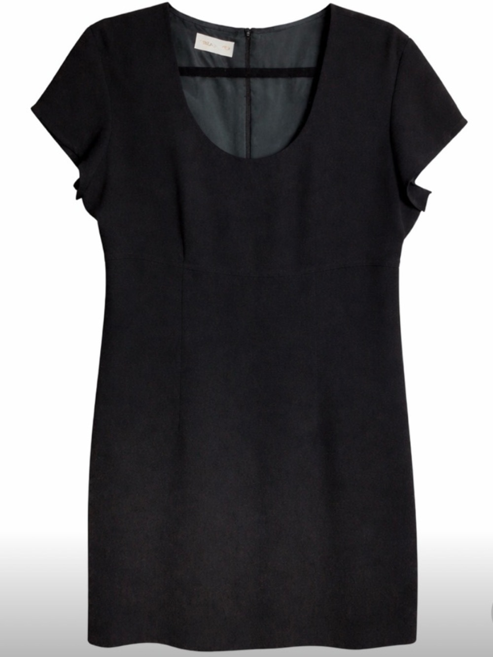Scoop Neck Black Midi Shift Dress